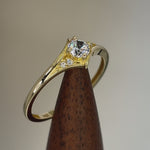 Solid 14K Yellow Gold Fancy Round Cut CZ Engagement Ring