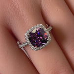 Sterling Silver Cushion-Cut Purple CZ Ring