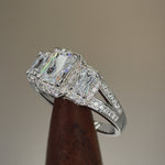 Sterling Silver 3-Stone Halo CZ Ring