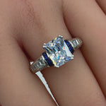 Sterling Silver Emerald-Cut Blue CZ Ring