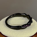 Sterling Silver Black Rhodium Plated Braided with Ruby CZ Ring