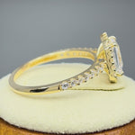 Solid 14K Yellow Gold Radiant Cut Halo CZ Engagement Ring