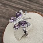 Sterling Silver Purple CZ Butterfly Ring
