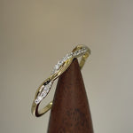 Solid 14K Yellow Gold Twist CZ Ring