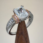 Sterling Silver Rose Gold-Plated Emerald-Cut CZ Ring