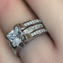 Sterling Silver Princess-Cut 2-Piece CZ Engagement Ring