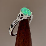 Sterling Silver Center Stone Charmed Green Lab Opal Ring
