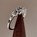 Sterling Silver Pet Love Paw & Hearts Ring