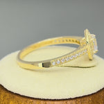 Solid 14K Yellow Gold Halo Round CZ Engagement Ring