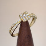 Solid 14K Yellow Gold Modern Square Round CZ Ring