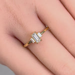 Solid 14K Yellow Gold Baguette Straight Cut CZ Engagement Ring