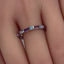 Sterling Silver Blue & Purple Eternity CZ Ring