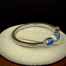 Sterling Silver Triple Marquise Blue Lab Opal Ring
