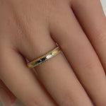 Solid 14K Yellow Gold Edged Double Rope Diamond Ring