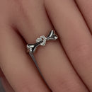 Sterling Silver Dog Bone & Heart CZ Ring