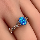 Sterling Silver Center Stone Charmed Blue Lab Opal Ring