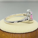 Sterling Silver Claddagh Pink Lab Opal CZ Ring
