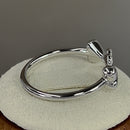 Sterling Silver Dog Bone & Heart CZ Ring