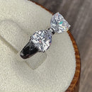 Sterling Silver Hearts Bow CZ Ring