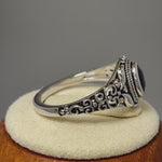 Sterling Silver Austere Oval Black CZ Ring