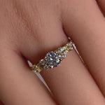 Solid 14K Yellow Gold Engagement Round Clear CZ Ring