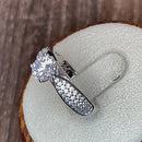 Sterling Silver Pave CZ Engagement Ring