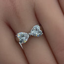Sterling Silver Hearts Bow CZ Ring