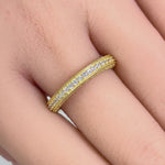 Solid 14K Yellow Gold Half Eternity Clear CZ Ring