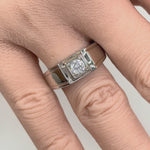 Sterling Silver Elegant Carved Engagement Ring