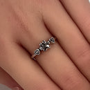 Sterling Silver Pet Love Paw & Hearts Ring