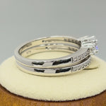 Sterling Silver 3 Stones Engagement Set Ring