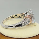 Sterling Silver Rose Gold-Plated Emerald-Cut CZ Ring