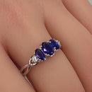 Sterling Silver 3-Stone Oval Blue CZ Ring