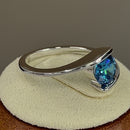 Sterling Silver Aqua Blue CZ Ring