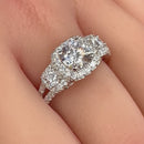 Sterling Silver 1.0 ct. Halo 3-Stone CZ Engagement Ring