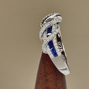 Sterling Silver Exotic Twisted Sapphire CZ Ring