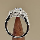 Sterling Silver 1.0 ct. Halo 3-Stone CZ Engagement Ring