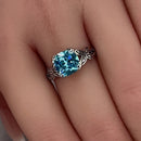 Sterling Silver Cushion-Cut Aqua CZ Ring