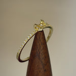 Solid 14K Yellow Gold Bow Ribbon Round CZ Ring