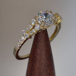 Solid 14K Yellow Gold Engagement Round Clear CZ Ring