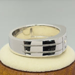 Sterling Silver Men's Offset Round Cut Clear CZ Ring