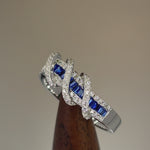 Sterling Silver Exotic Twisted Blue CZ Ring
