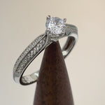 Sterling Silver Petite Pave Round Cut Clear CZ Engagement Ring