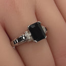 Sterling Silver Black Emerald-Cut CZ Ring
