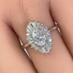 Sterling Silver Oval CZ Cluster Ring