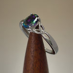 Sterling Silver Charmed Oval Rainbow CZ Ring