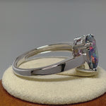 Sterling Silver Cushion-Cut Rainbow CZ Ring
