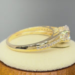 Solid 14K Yellow Gold Triple Round Cut CZ Engagement Ring