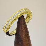 Solid 14K Yellow Gold Half Eternity Clear CZ Ring