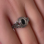 Sterling Silver Austere Oval Black CZ Ring
